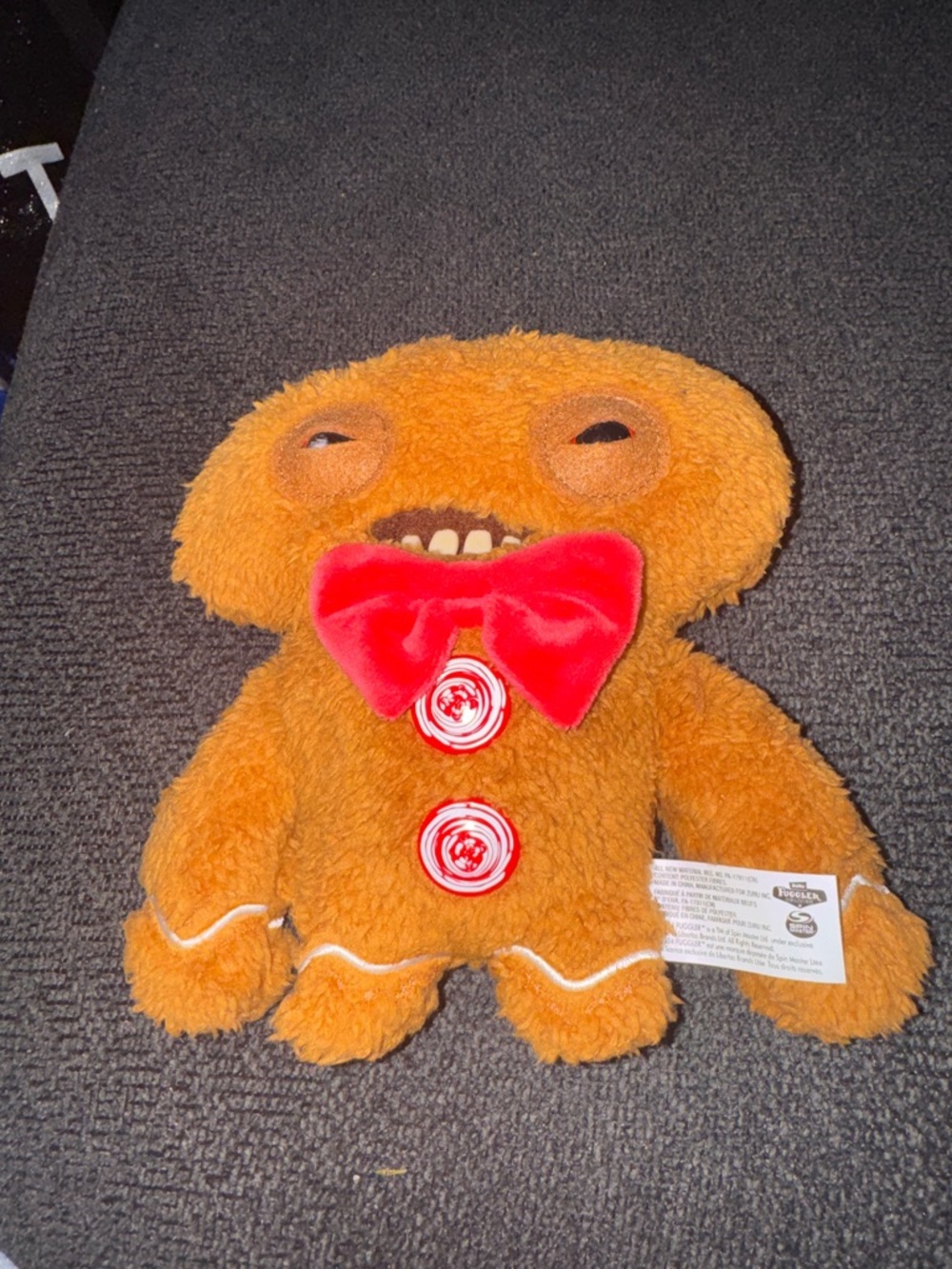 Zuru Festive Fugg Plush Gingerbread Monster with Pink Bow Candy Buttons